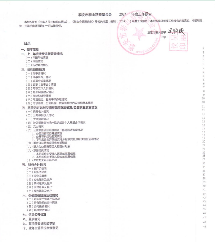 泰山慈善基金会2024年年报(图1)